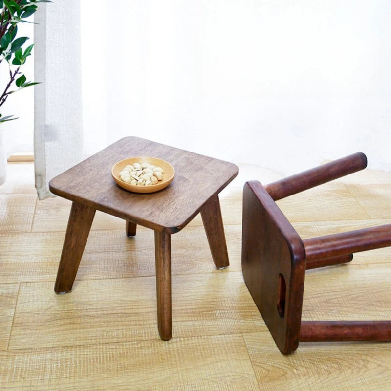 Nordic home living room solid wood small stool entrance shoe change bedroom sofa bench low stool pedal coffee table square stool Oasis Select