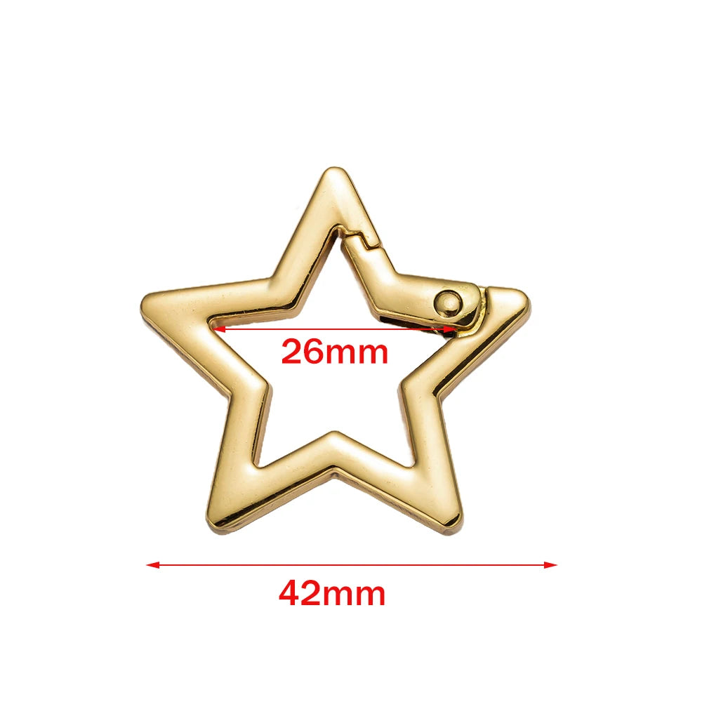 5pcs Star Small Carabiners Clips Metal Trigger Spring Rings Snap Hooks DIY Charms Accessory for Keychains Bag Purse Craft Making Oasis Select A light gold 42mm