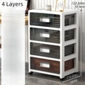 3-6 Tier Storage Cabinet,Large Capacity & Space-Saving Organizer,Transparent Black for Living Room/Bedroom/Study Oasis Select 4 Layers