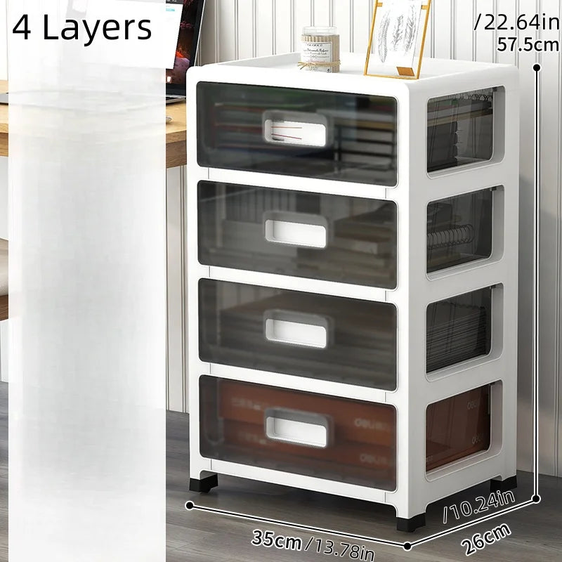 3-6 Tier Storage Cabinet,Large Capacity & Space-Saving Organizer,Transparent Black for Living Room/Bedroom/Study Oasis Select 4 Layers