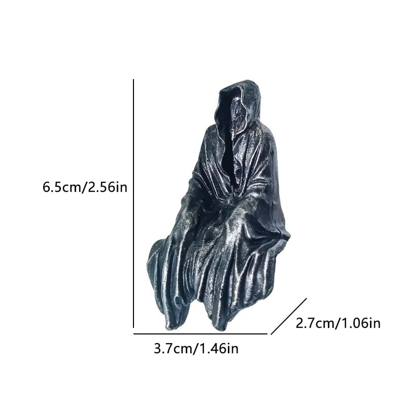 New Sale Resin Grim Reaper Sculpture Art Decorative Desk Figure Ornaments Mysterious Man Sitting For Home Desktop Decoration Oasis Select S