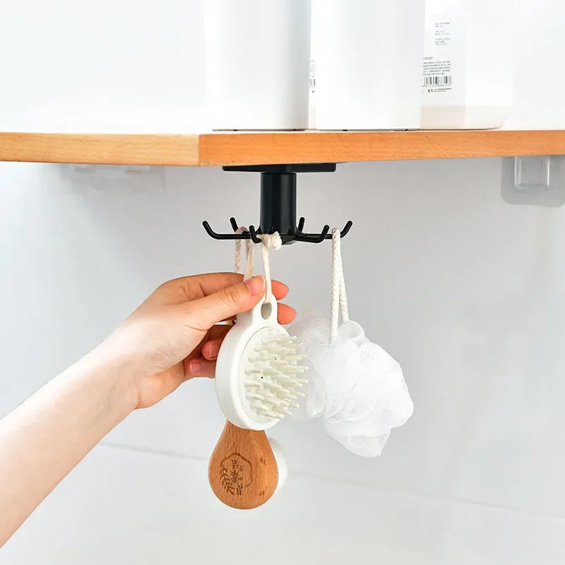 Kitchen Hooks Rotating Storage Rack Without Punching Wall-Mounted Kitchenware Supplies Gods Multifunctional Shelves Oasis Select