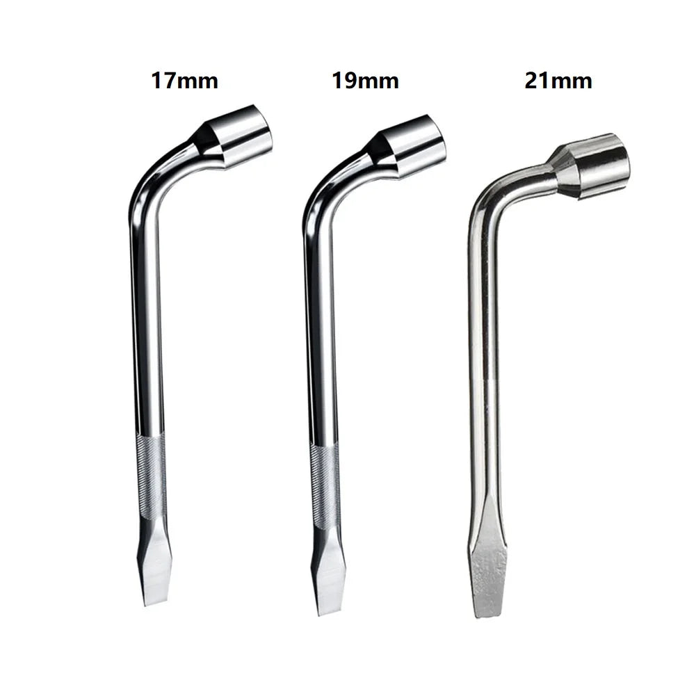 17/19/21mm Car Spare Tire Lug Wrench L Type Hexagonal Head Heavy Duty Lug Hex Nut Bolt Socket Spanner Car Hand Tool Oasis Select 3pcs