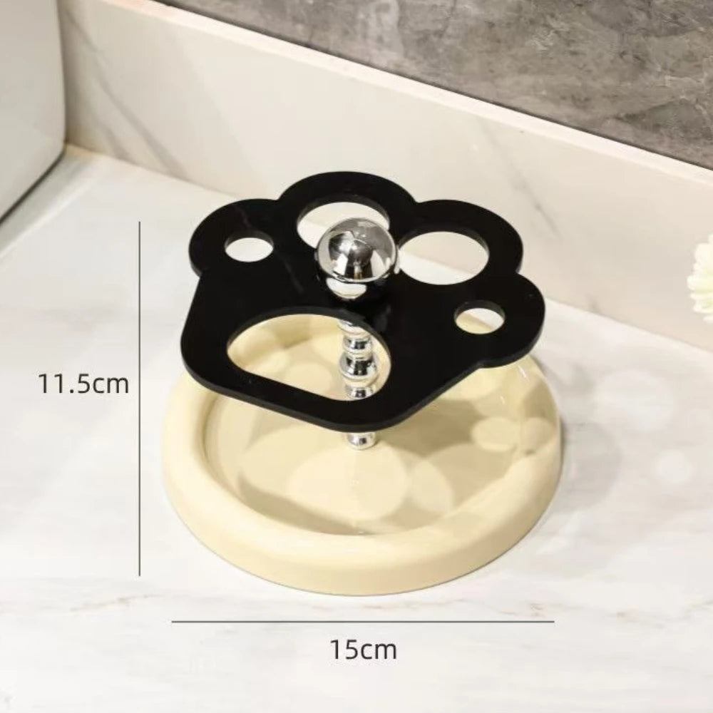 Cat Paw Shape Ceramic Toothbrush Holder Cute No Punching Toothbrush Holder Base Makeup Brush Storage Bathroom Accessories Tool Oasis Select c
