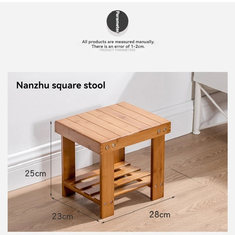 Small stool, square stool, round stool, backrest chair, small bamboo stool, low stool, children's dining chair, home living room Oasis Select Small square stool