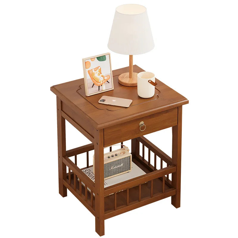 Simple and small bedside table, bedroom bedside cabinet, room storage rack, side table cabinet, bamboo solid wood special offer Oasis Select