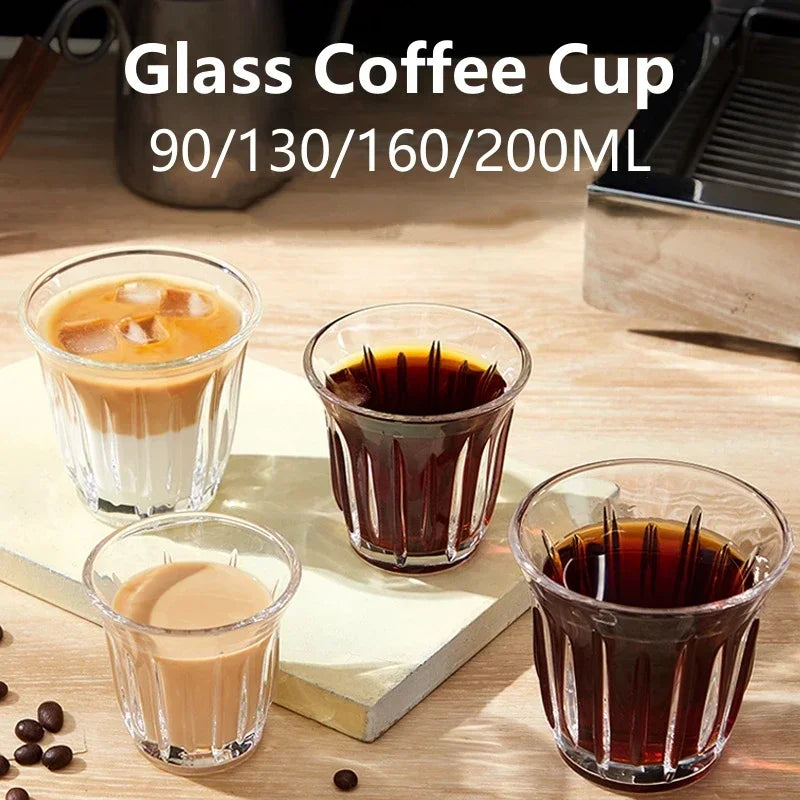 2Pcs Glass Coffee Cup Espresso Mug Creative Striped Anti-scald Mocha Juice Cocktails Coffee Mugs for Latte Cappuccino Tea Cafe Oasis Select