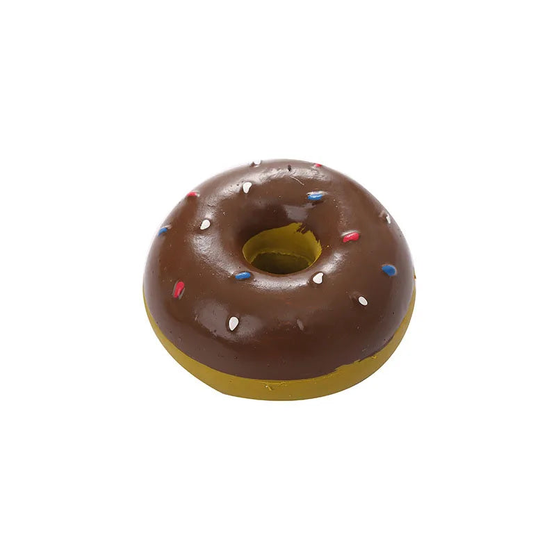 DIY Donut Dog Chew Toy Simulation Donuts Grinding Cleaning Tooth Funny Sound Interactive Toys for Small Medium Dogs Accessories Oasis Select Brown