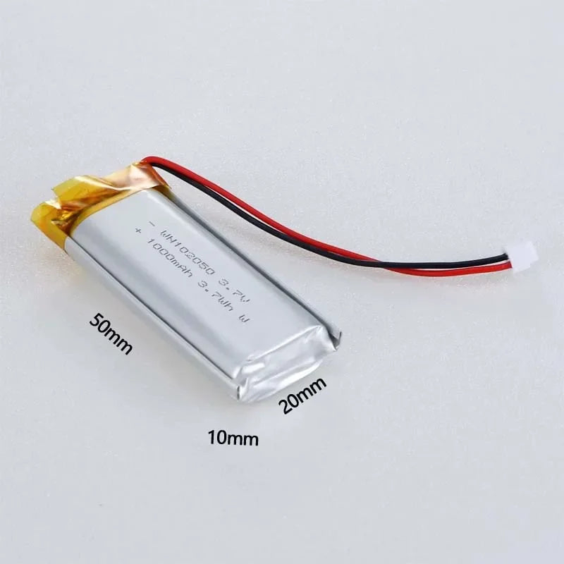 102050 3.7v 1000mAh Polymer Lithium Small Rechargeable Battery Li-Po for Steel Bluetooth Speaker Charging Tool Batteries MP3/4/5 Oasis Select 4PCS