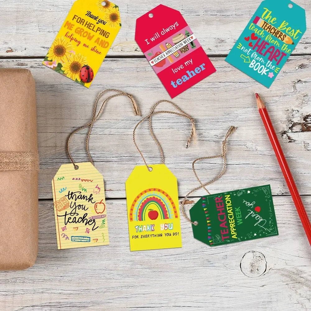 60pcs Teacher Appreciation Gift Tags | Hanging Cards & Cupcake Tags
