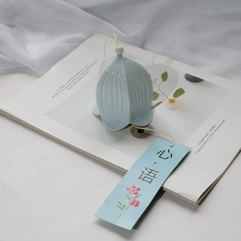 Japanese Home and Wind Chime Orchid Ceramic Wind Chime Hanging Garden Ornament Oasis Select Blue 1 7x8.5 or 6x6cm