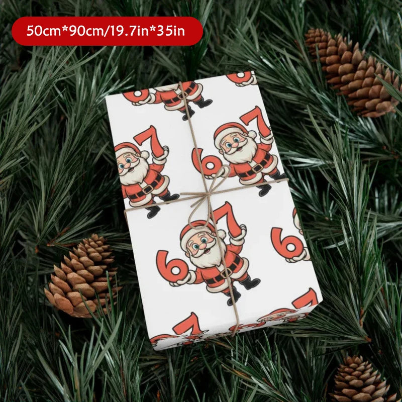 Kids' Christmas Wrapping Paper 67, Fun Santa 67 Print, Holiday Gift Wrap 67 Oasis Select A