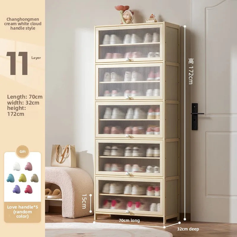 Cream wind dopamine shoe cabinet household simple door multi-layer dust storage shoe rack Oasis Select Eleventh floor 70