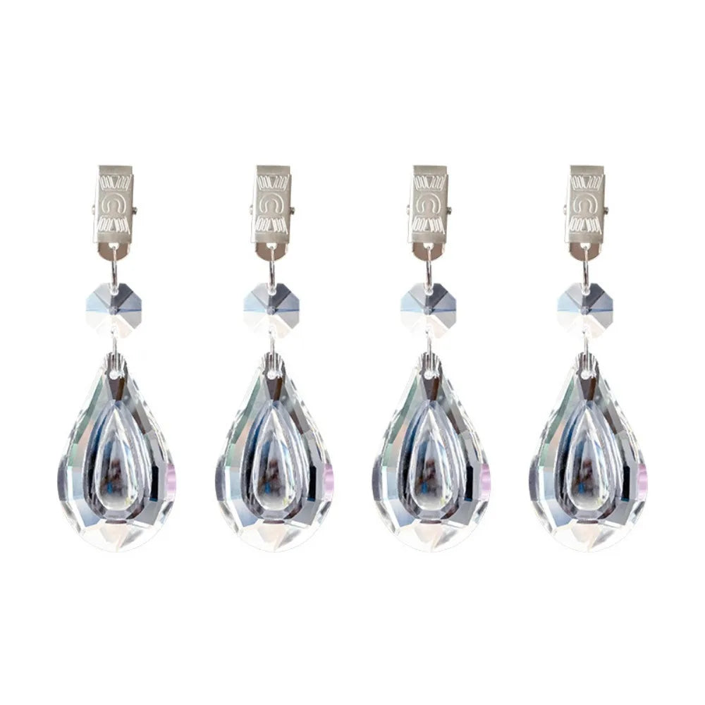 4-Pack Crystal Tablecloth Weights with Metal Clips – Windproof