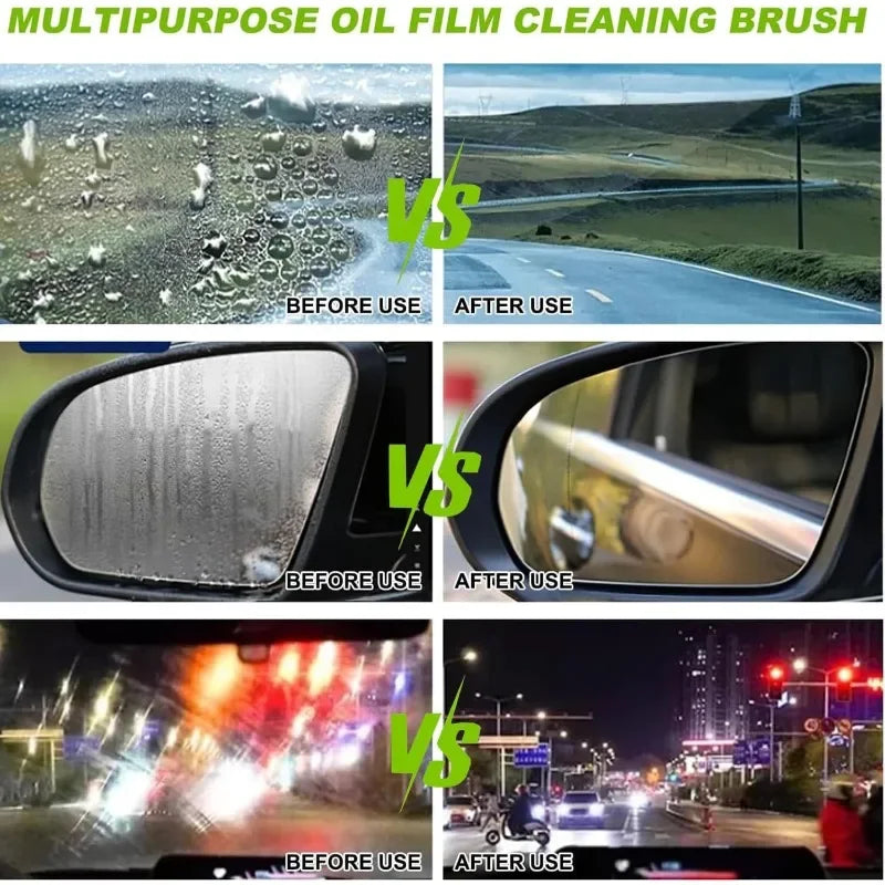 Auto Glass Oil Stain Remover Brush w/150ml Bottle - Car Windshield Deep Cleaning Tool for Foggy Film Elimination & Ceramic Prep Oasis Select