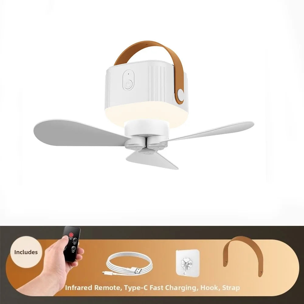 Rechargeable Ceiling Fan Light LED Lighting Remote Control Hanging Fan Light 3 Speed Settings with Remote Control Oasis Select White
