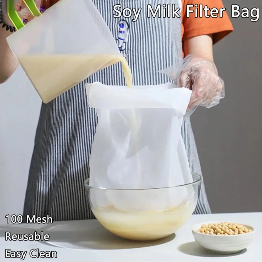 1Pc Soy Milk Filter Bag Collapsible Nylon Tea Coffee Juice Filter Net Durable 100 Mesh Wine Dreg Filter Reusable Strainer Oasis Select