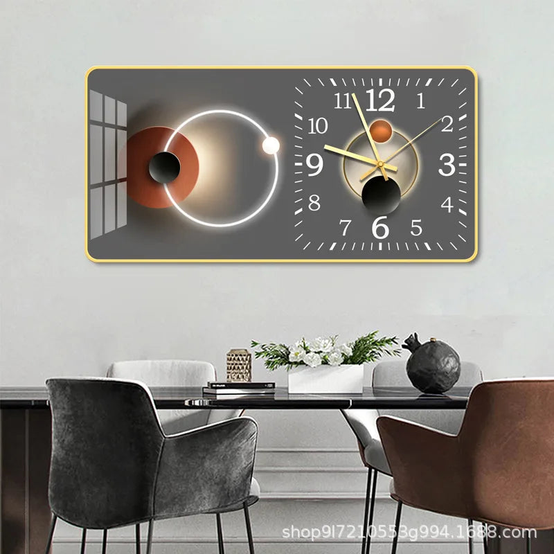 Light luxury fashion wall clock living room creative restaurant porch bedroom decorative painting silent hole free wall clock Oasis Select 3 Small 60cm x 30cm