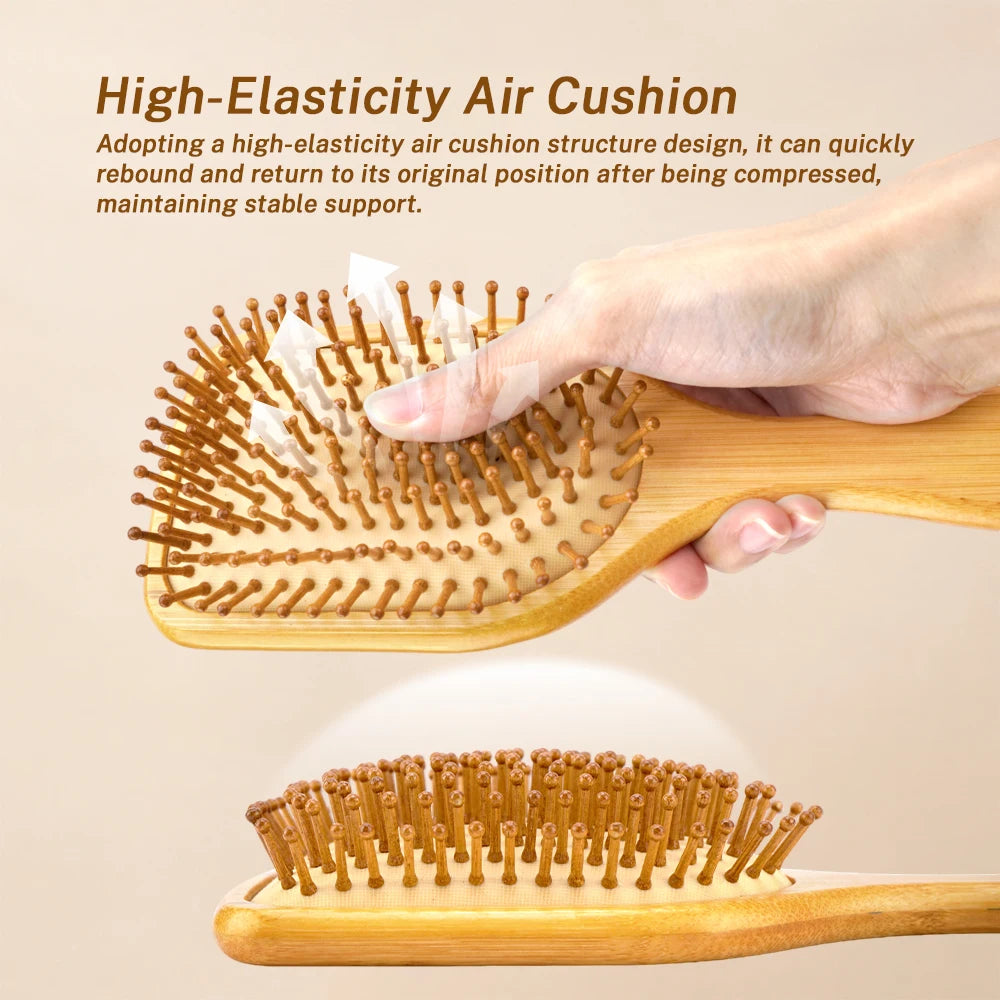 Bamboo Air Cushion Massage Hairbrush – Anti-Static Comb Bamboo Massage Hairbrush Oasis Select