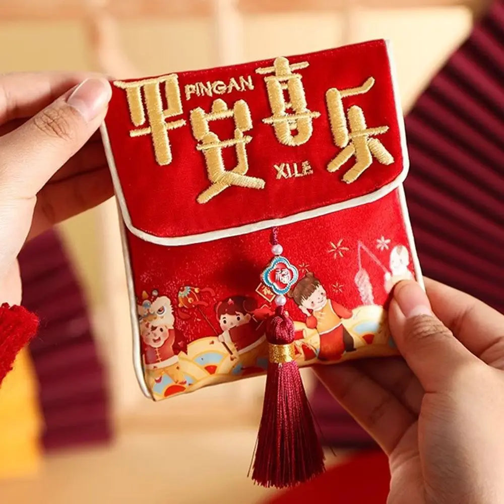 Portable Traditional New Year New Year Pocket Bag Good Lucky Blessing Cloth Lucky Money Bag Gift Bags Spring Festival Oasis Select