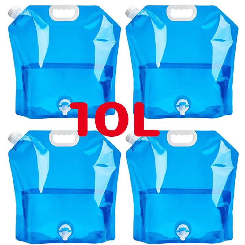 1/3/5Pcs 10L Camping Water Bag Portable Folding Water Bucket Large Water Container Outdoor Travel Collapsible Pouch Can Oasis Select Blue-4PCS