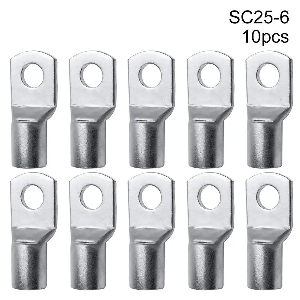10Pcs 16-35mm2 6mm 8mm 10mm Cable Connector Kit SC Type Wire Nose Terminal Crimp SC16-6 SC25-6 SC35-6 Bolt Hole Tinned Lugs Ring Oasis Select 10pcs SC25-6