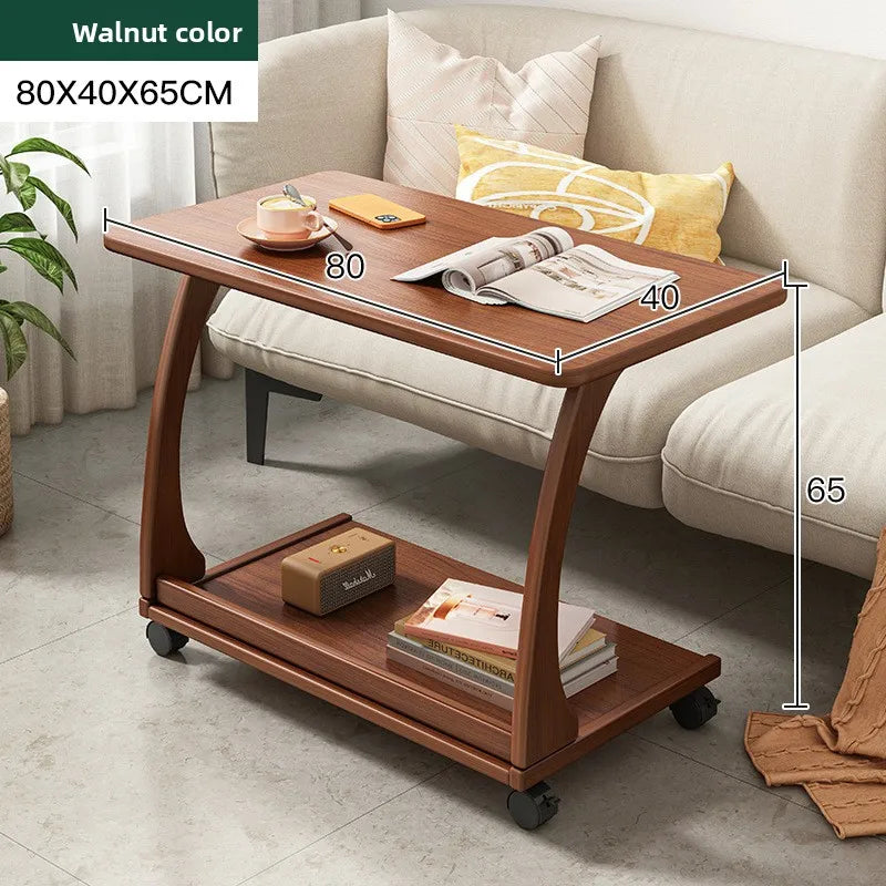 Multi-functional Removable flip solid wood edge few living room household side table sofa small coffee table sturdy and durable Oasis Select Walnut I