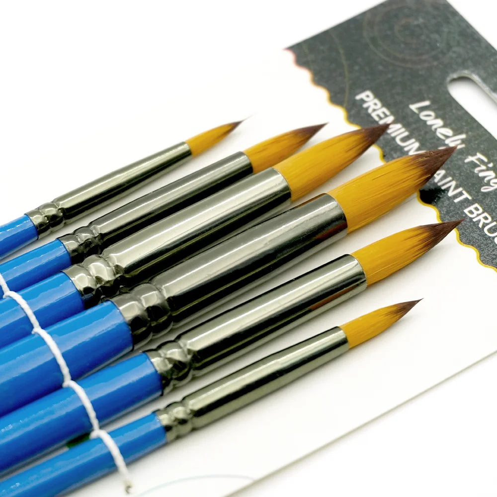 6/24 Paint Brushes Set,Nylon Hair Artist Acrylic Paint Brushes for Acrylic Painting Oil Watercolor,Canvas, Detailing & Rock Pain Oasis Select 6pcs Blue Round