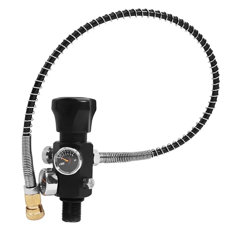 LIKE WISH Full Spring Double Gauge Valve Tank Dual Gauge Charging Valve With 50Cm High Pressure Hose Oasis Select Black