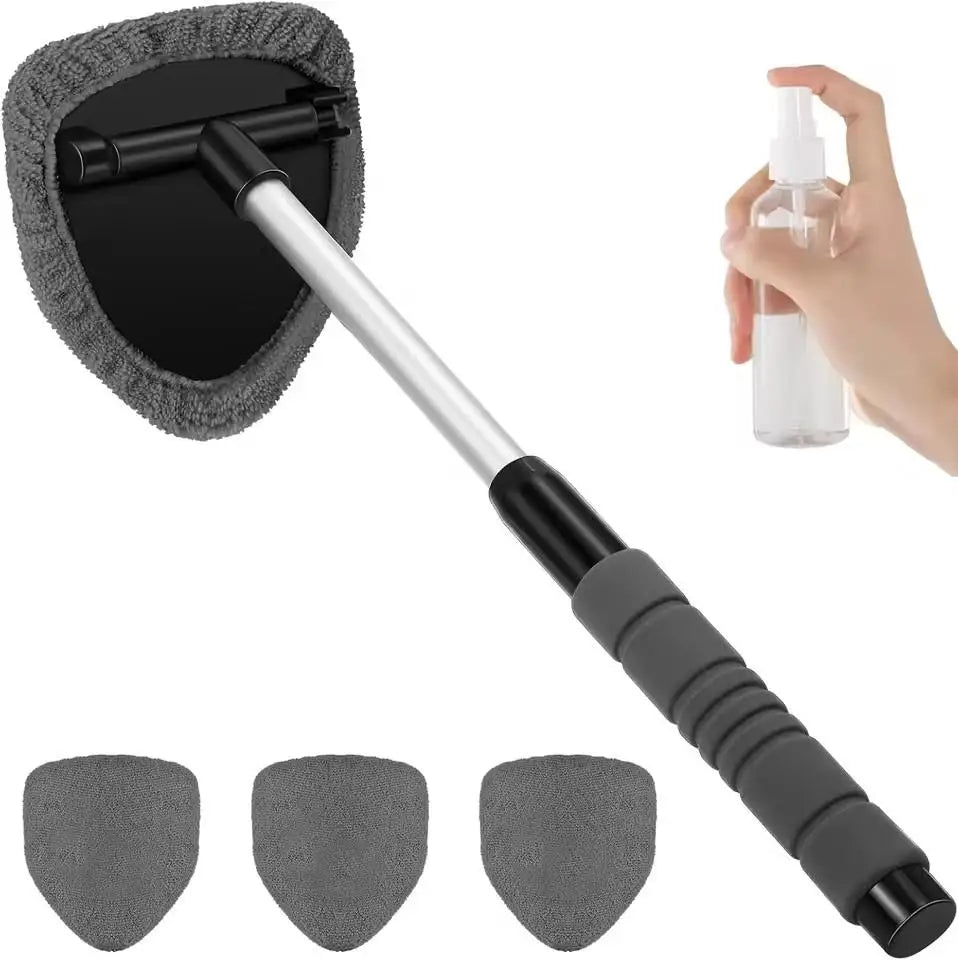 Microfiber Car Windshield Cleaning Brush Kit – Extendable Handle