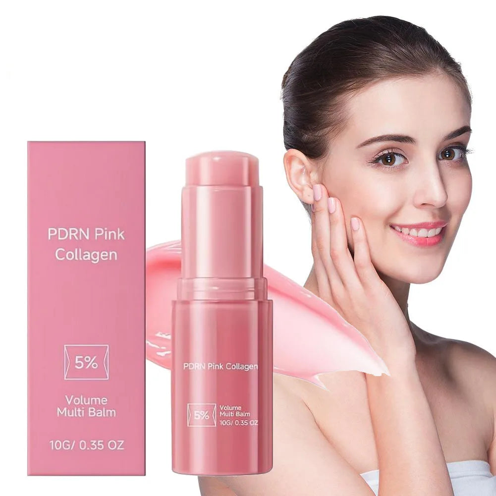 PDRN Pink Collagen Volume Multi Balm Stick Portable Plumping Facial Skin Care Hydration Multi Balm for Face, Eye, Lip & Neck Oasis Select