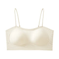 Thin Strap Push Up Bra for Women Seamless Backless Bandeau Camisole Summer Padded Jelly Wire Free Comfortable Daily Wear Oasis Select White M
