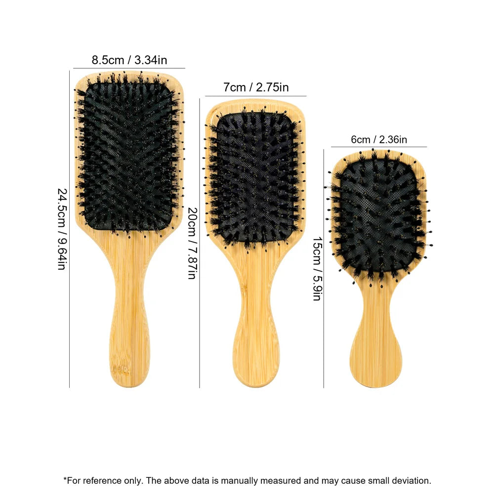 Bamboo Air Cushion Hair Brush – Natural Bristle Detangler Air Cushion Hair Brush Oasis Select