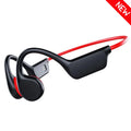 True Bone Conduction Headset IPX8 32GB Bluetooth 5.3 Wireless Swimming Headphone With Microphone Waterproof Exercise Fitness Oasis Select (New) Black Red
