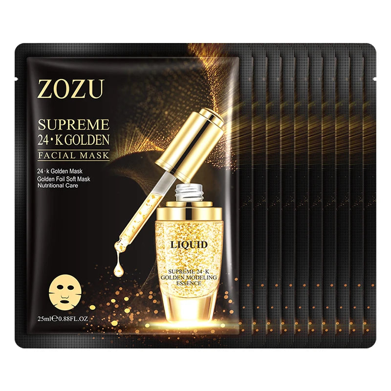 BIOAOUA 24K Gold Face Mask – Anti-Aging Hydrating Sheet Mask Gold Sheet Mask Oasis Select 10pcs