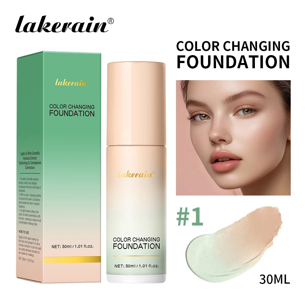 Waterproof Color Changing Liquid Foundation Centella Korean High Coverage Foundation Cream For Face Base Makeup Oasis Select 1