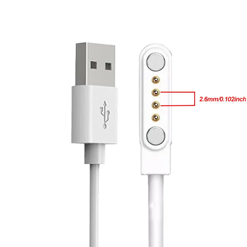 Magnetic Smartwatch Charging Cable 2-Pin 4-Pin USB Smartwatch Charging Cable Oasis Select W67 White