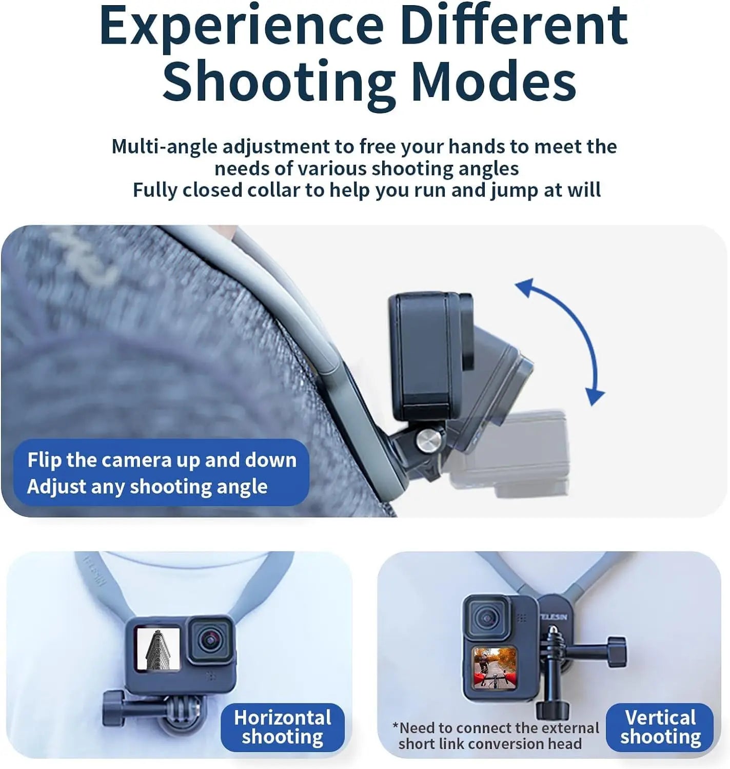 TELESIN Magnetic Neck Mount with Phone Holder | GoPro & DJI