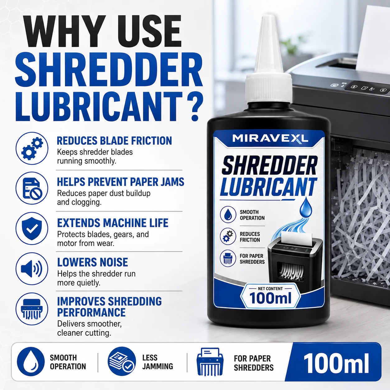 Paper Shredder Lubricant Oil, Blade Cutter Cleaner, Anti-Jam Formula, Smooth Quiet Shredding, Office Home Machine Care Solutions Oasis Select