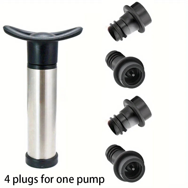 Stainless Steel Red Wine Vacuum Pump, Black Plastic Pump, Silicone Plug, Vacuum Red Wine Plug abridor de vinho Oasis Select YELLOW