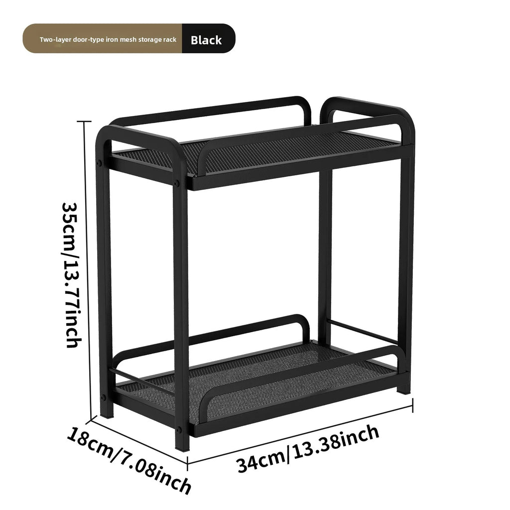 Kitchen Layered Shelf Floor Multifunctional Seasoning Rack Countertop Finishing Rack Multi-layer Seasoning Salt Tank Storage Oasis Select Second layer black