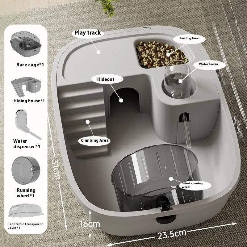 Luxury Large Capacity Hamster Cage 2-Layer Platform Golden Hamster Habitat Villa with Hiding Nest for Small Pets Oasis Select A5