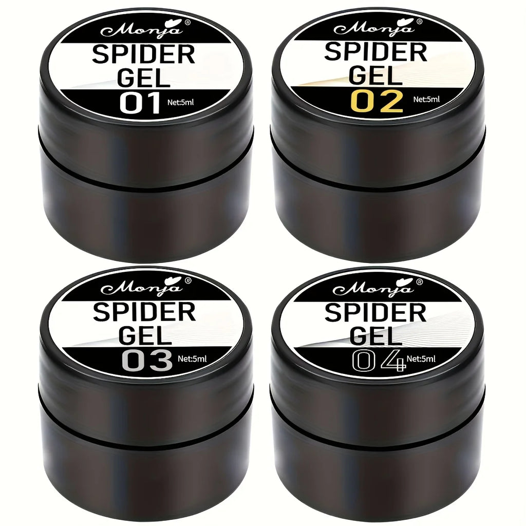 Nail Art Elastic Gel Polish for Carving and Painting Designs, 4 Colors Oasis Select 4Pcs