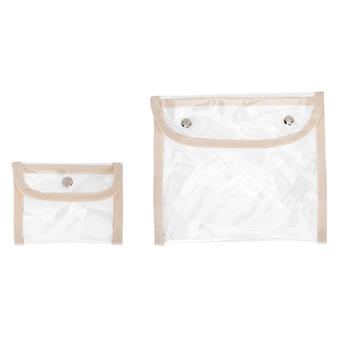 2PCS Clear Toiletry Pouch PVC Waterproof Snap Button Women Travel Gym Bathroom Makeup Organizer Portable Easy Clean Oasis Select Combo 2pcs