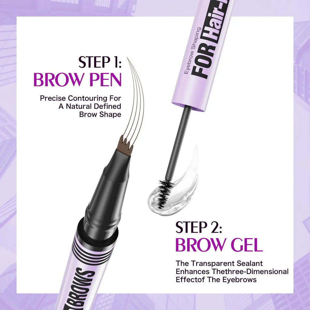 Hello Kiss 2-in-1 Waterproof Eyebrow Pencil & Gel – Four-Claw Brow