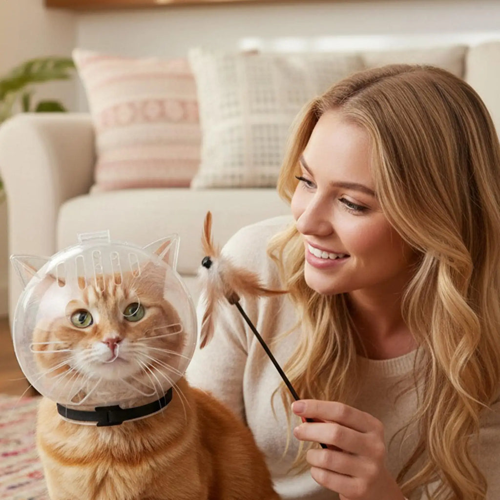 Cat Hood Cat Bubble Muzzle Transparent Breathable Face Cover for Small Dogs Bathing Shedding Nail Trimming Shower Behavior Oasis Select