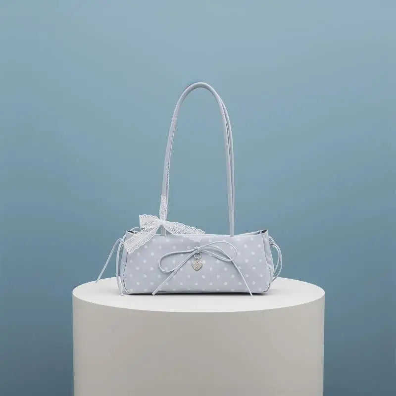Polka Dot Baguette Shoulder Bag | Retro Korean Fashion Women
