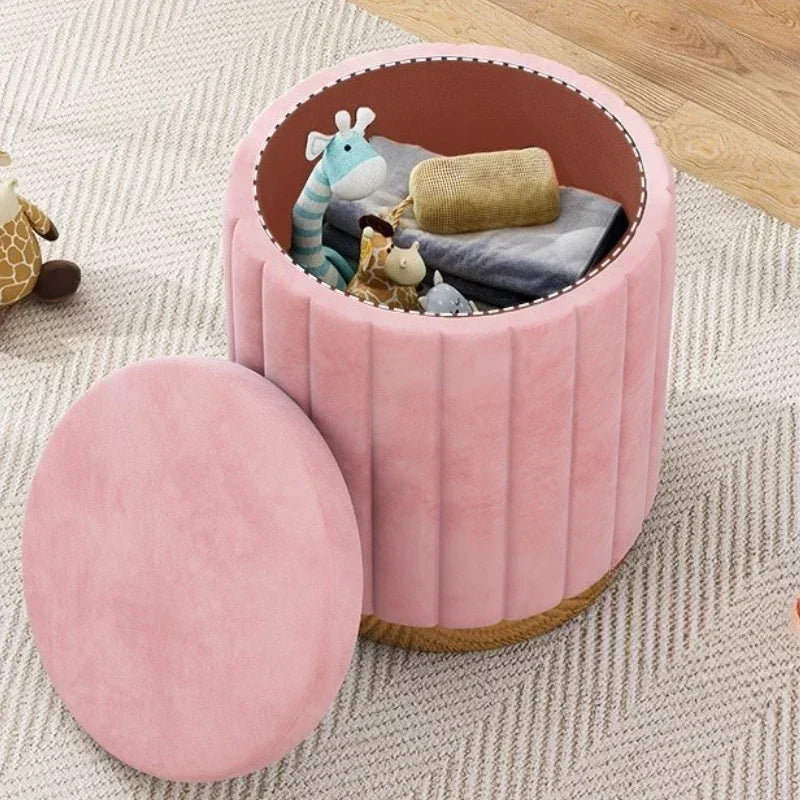 Makeup stool light luxury round stool chair bedroom Internet celebrity storage bench sofa stool dresser stool makeup chair small Oasis Select