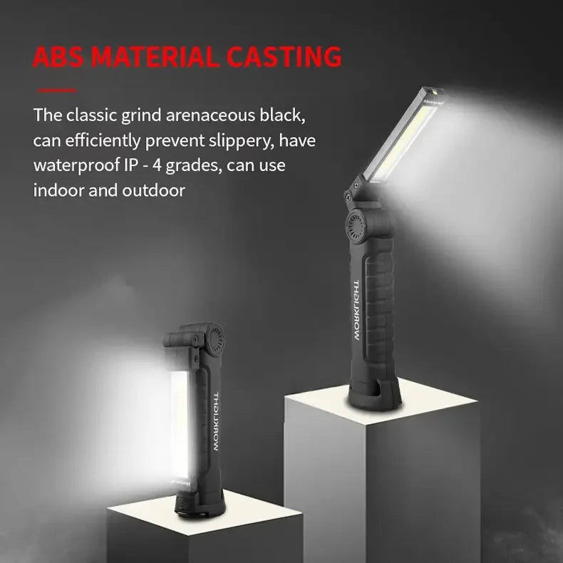 Folding LED Work Light Portable Spotlight with Magnetic Base Clip USB Charging Repair Torch Movable Work Light Flashlight Oasis Select w51 Black trumpet black