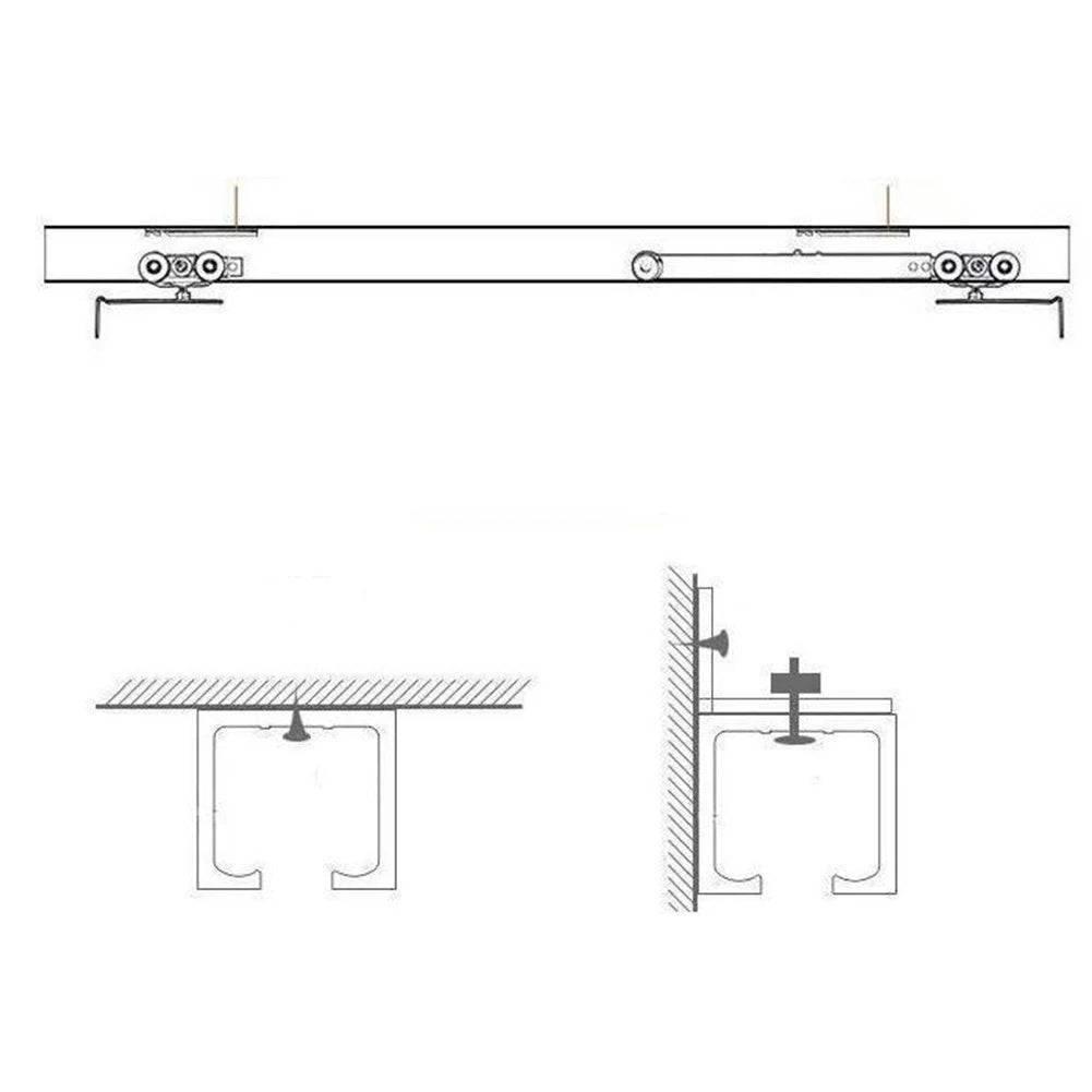 Sliding Door Track Rail & Pulley Hardware Set – Silent (1 Pair) Sliding Door Hardware Oasis Select